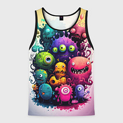 Майка-безрукавка мужская Веселые монстры из краски, цвет: 3D-черный