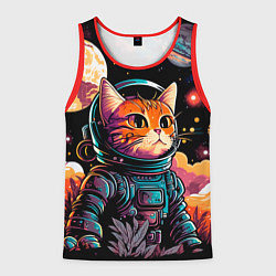 Майка-безрукавка мужская Милый котик из космоса, цвет: 3D-красный