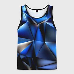 Майка-безрукавка мужская Polygon blue abstract, цвет: 3D-черный