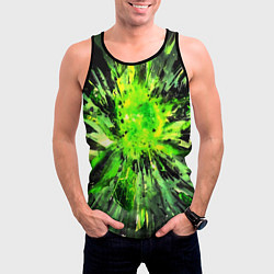 Майка-безрукавка мужская Fractal green explosion, цвет: 3D-черный — фото 2