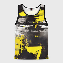 Майка-безрукавка мужская Черно-желтая абстракция, нейросеть, цвет: 3D-черный