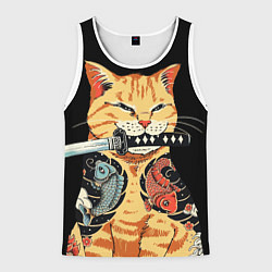 Майка-безрукавка мужская Yakuza tattoo cat, цвет: 3D-белый