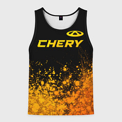 Майка-безрукавка мужская Chery - gold gradient: символ сверху, цвет: 3D-черный