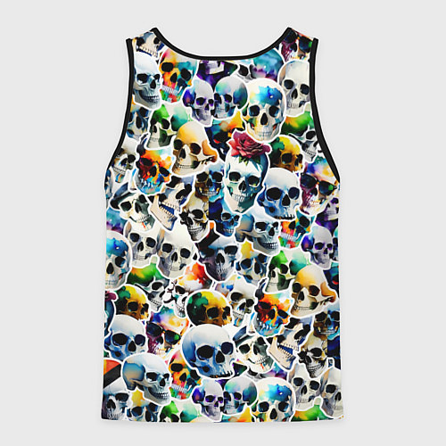 Мужская майка без рукавов Акварельные черепа / 3D-Черный – фото 2