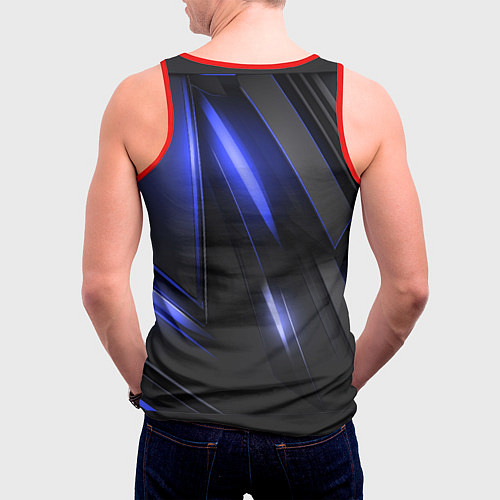Мужская майка без рукавов Синие неоновые плиты / 3D-Красный – фото 4