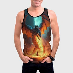 Майка-безрукавка мужская Огненный дракон и рыцарь, цвет: 3D-черный — фото 2