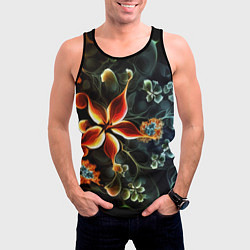 Майка-безрукавка мужская Абстрактные цветы, цвет: 3D-черный — фото 2