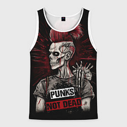 Майка-безрукавка мужская Punks not dead, цвет: 3D-белый