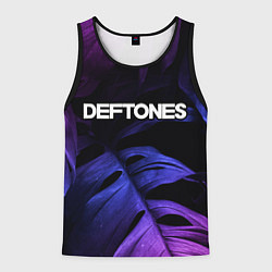 Майка-безрукавка мужская Deftones neon monstera, цвет: 3D-черный