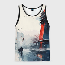 Майка-безрукавка мужская Наш город - коллекция Бело-сине-красный - Хуф и Ся, цвет: 3D-черный