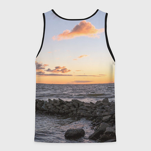 Мужская майка без рукавов Закат солнца на Финском заливе / 3D-Черный – фото 2