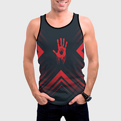 Майка-безрукавка мужская Красный символ Death Stranding на темном фоне со с, цвет: 3D-черный — фото 2