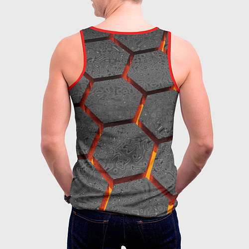 Мужская майка без рукавов Металлические плиты и лава / 3D-Красный – фото 4