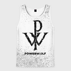 Майка-безрукавка мужская Powerwolf с потертостями на светлом фоне, цвет: 3D-белый