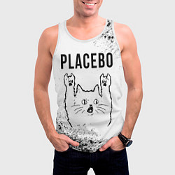 Майка-безрукавка мужская Placebo рок кот на светлом фоне, цвет: 3D-белый — фото 2