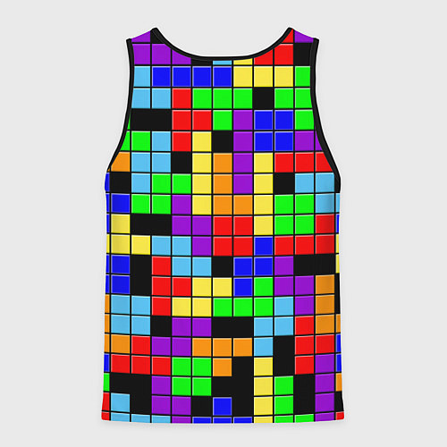 Мужская майка без рукавов Тетрис цветные блоки / 3D-Черный – фото 2
