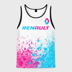 Майка-безрукавка мужская Renault neon gradient style: символ сверху, цвет: 3D-черный