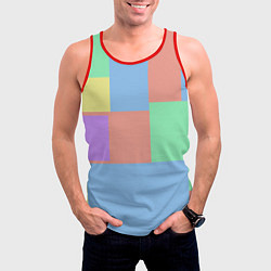 Майка-безрукавка мужская Разноцветные квадраты и прямоугольники, цвет: 3D-красный — фото 2