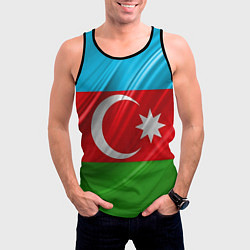 Майка-безрукавка мужская Азербайджанский флаг, цвет: 3D-черный — фото 2