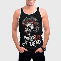 Майка-безрукавка мужская Punks not dead - анархия, цвет: 3D-белый — фото 2