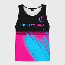 Майка-безрукавка мужская Three Days Grace - neon gradient: символ сверху, цвет: 3D-черный
