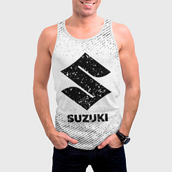 Майка-безрукавка мужская Suzuki с потертостями на светлом фоне, цвет: 3D-белый — фото 2