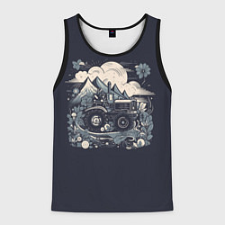 Майка-безрукавка мужская Farming Simulator - Поля да горы, цвет: 3D-черный