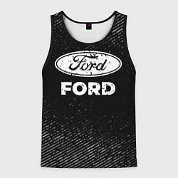 Майка-безрукавка мужская Ford с потертостями на темном фоне, цвет: 3D-черный