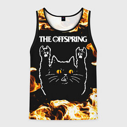 Майка-безрукавка мужская The Offspring рок кот и огонь, цвет: 3D-черный