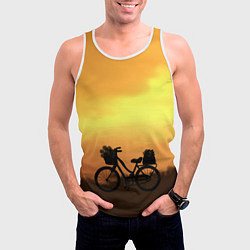 Майка-безрукавка мужская Велосипед на закате, цвет: 3D-белый — фото 2