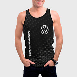 Майка-безрукавка мужская Volkswagen карбоновый фон, цвет: 3D-черный — фото 2