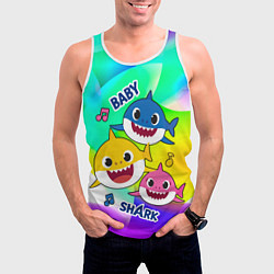 Майка-безрукавка мужская Baby Shark Brooklyn and friends, цвет: 3D-белый — фото 2