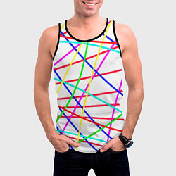 Майка-безрукавка мужская Яркие цветные линии, цвет: 3D-черный — фото 2