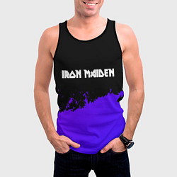 Майка-безрукавка мужская Iron Maiden purple grunge, цвет: 3D-черный — фото 2