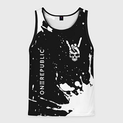 Майка-безрукавка мужская OneRepublic и рок символ на темном фоне, цвет: 3D-черный