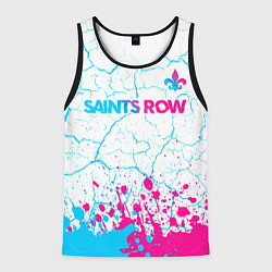 Майка-безрукавка мужская Saints Row neon gradient style: символ сверху, цвет: 3D-черный