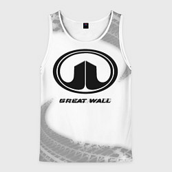 Майка-безрукавка мужская Great Wall speed на светлом фоне со следами шин, цвет: 3D-белый