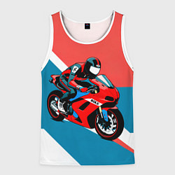 Майка-безрукавка мужская Нарисованный мотоциклист, цвет: 3D-белый