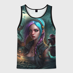 Майка-безрукавка мужская Jinx art Arcane League of Legends, цвет: 3D-черный