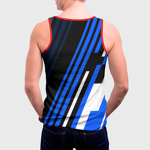 Мужская майка без рукавов Кс го - синий вулкан / 3D-Красный – фото 4