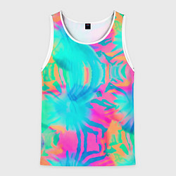 Майка-безрукавка мужская Кислотный тай-дай: паттерн, цвет: 3D-белый