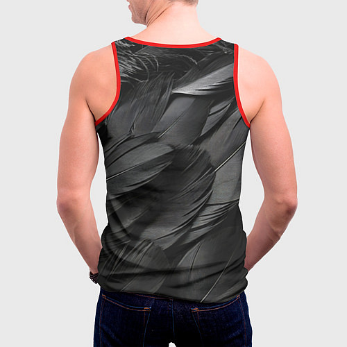 Мужская майка без рукавов Черные перья ворона / 3D-Красный – фото 4