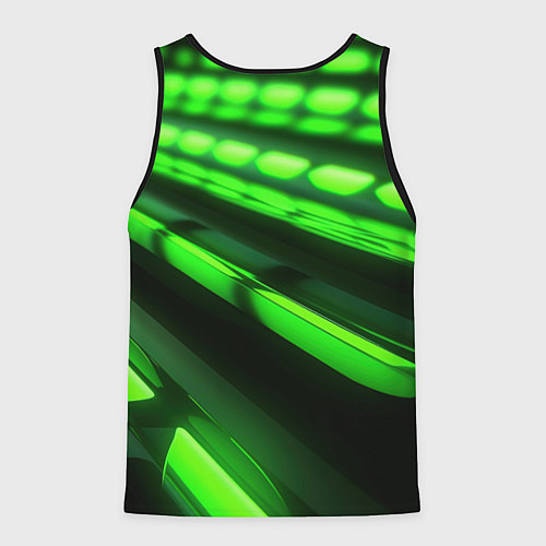 Мужская майка без рукавов Green neon abstract / 3D-Черный – фото 2