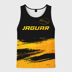 Майка-безрукавка мужская Jaguar - gold gradient: символ сверху, цвет: 3D-черный