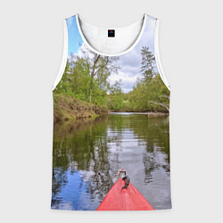 Майка-безрукавка мужская Красная байдарка, цвет: 3D-белый