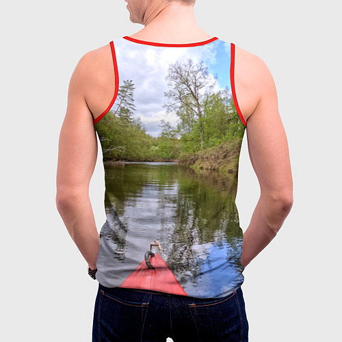 Мужская майка без рукавов Красная байдарка / 3D-Красный – фото 4