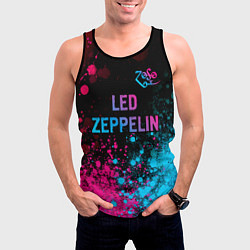 Майка-безрукавка мужская Led Zeppelin - neon gradient: символ сверху, цвет: 3D-черный — фото 2
