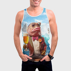 Майка-безрукавка мужская Мистер карп с пивом, цвет: 3D-белый — фото 2