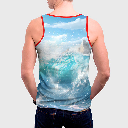 Мужская майка без рукавов Мистер карп с пивом / 3D-Красный – фото 4