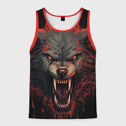 Майка-безрукавка мужская Серый волк, цвет: 3D-красный